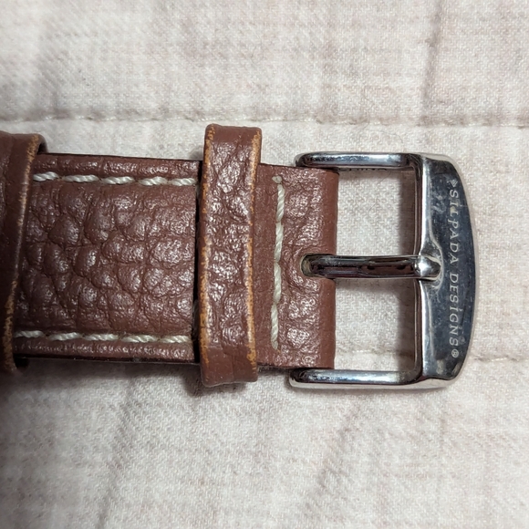 SILPADA ALL STAINLESS STEEL 3ATM LUMINOUS HANDS BROWN LEATHER STRAP MEN'S… 1 - Picture 9 of 11